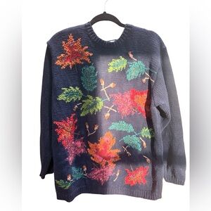 Leaf Patterned Sweater - Multicolor